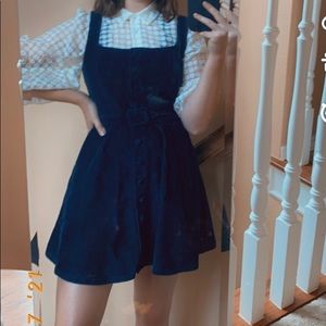 Corduroy denim button up pinafore dress